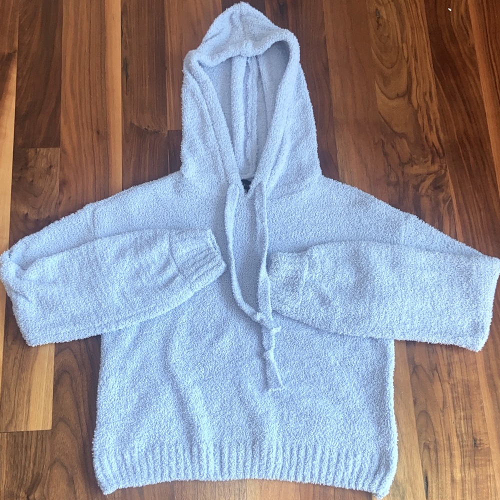 Cropped Light Blue Sweater Hoodie